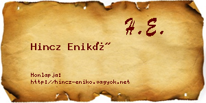 Hincz Enikő névjegykártya